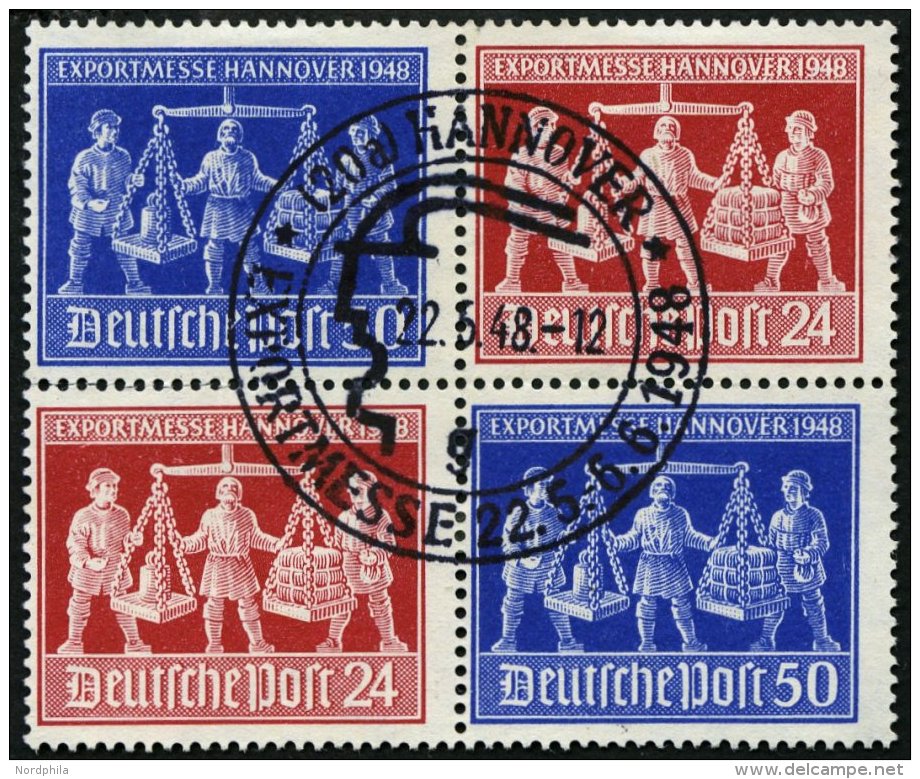 ALLIIERTE BES. V Zd 1 O, 1948, Exportmesse Im Viererblock, Ersttags-Sonderstempel, Pracht, Gepr. Schlegel, Mi. (80.-) - Sonstige & Ohne Zuordnung