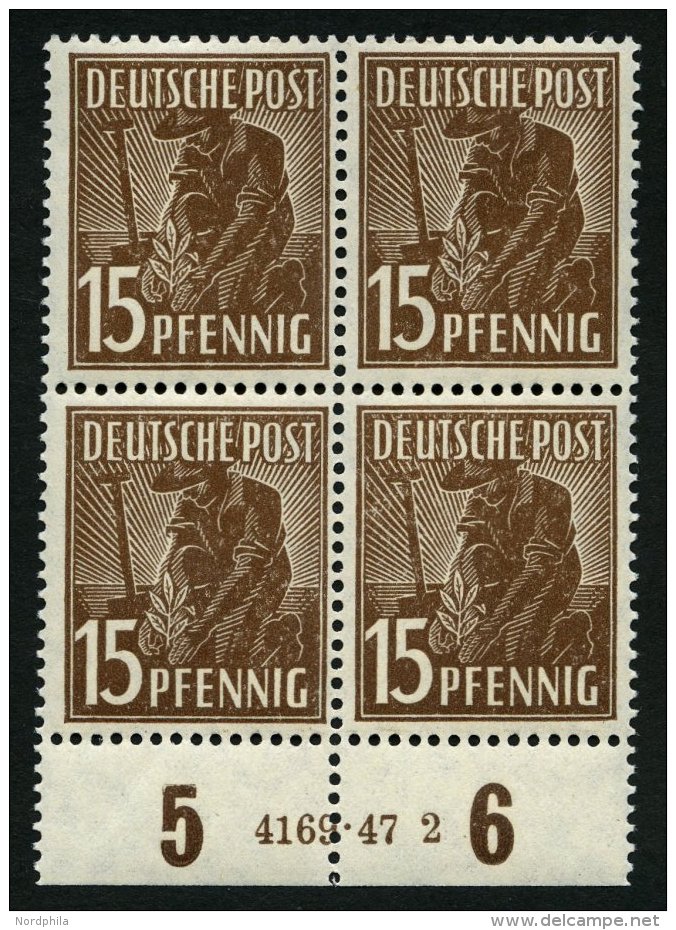 ALLIIERTE BES. 948bPOR **, 1947, 15 Pf Dunkelbraun, 99x Im Bogen, Plattendruck, Der Ausgetrennte Viererblock Mit HAN 416 - Sonstige & Ohne Zuordnung