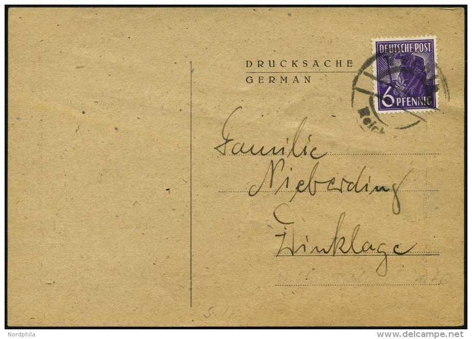 ALLIIERTE BES. 944 BRIEF, 1947, 6 Pf. Violett Auf Drucksache Mit Notstempel VECHTA-REICHSPOST, Pracht - Otros & Sin Clasificación