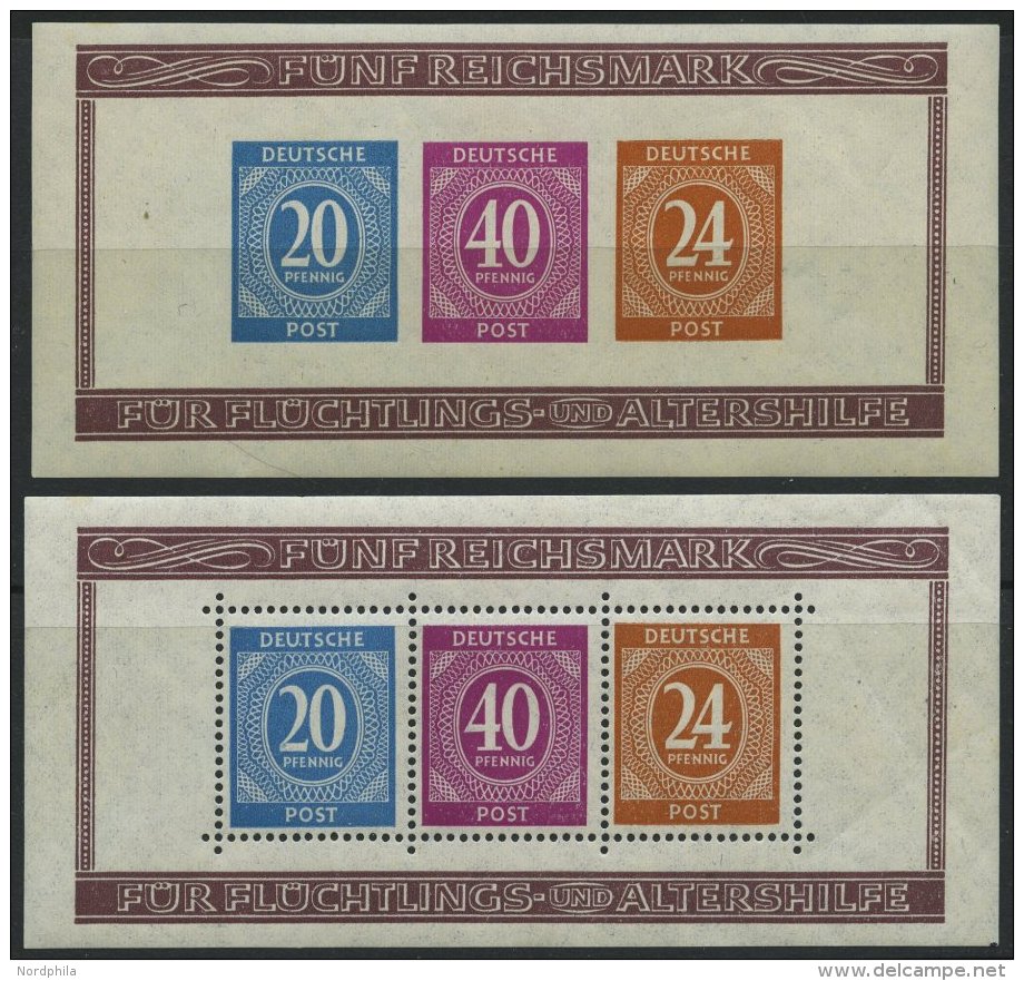 ALLIIERTE BES. Bl. 12A/B **, 1946, Blockpaar Briefmarken-Ausstellung, &uuml;bliche Gummib&uuml;ge, Pracht, Mi. 120.- - Sonstige & Ohne Zuordnung