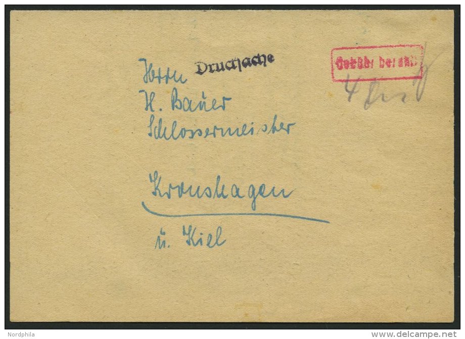 ALL. BES. GEB&Uuml;HR BEZAHLT RENDSBURG, Roter R1 Geb&uuml;hr Bezahlt, Drucksache Ohne Ortsstempel Und Datum, Pracht - Otros & Sin Clasificación