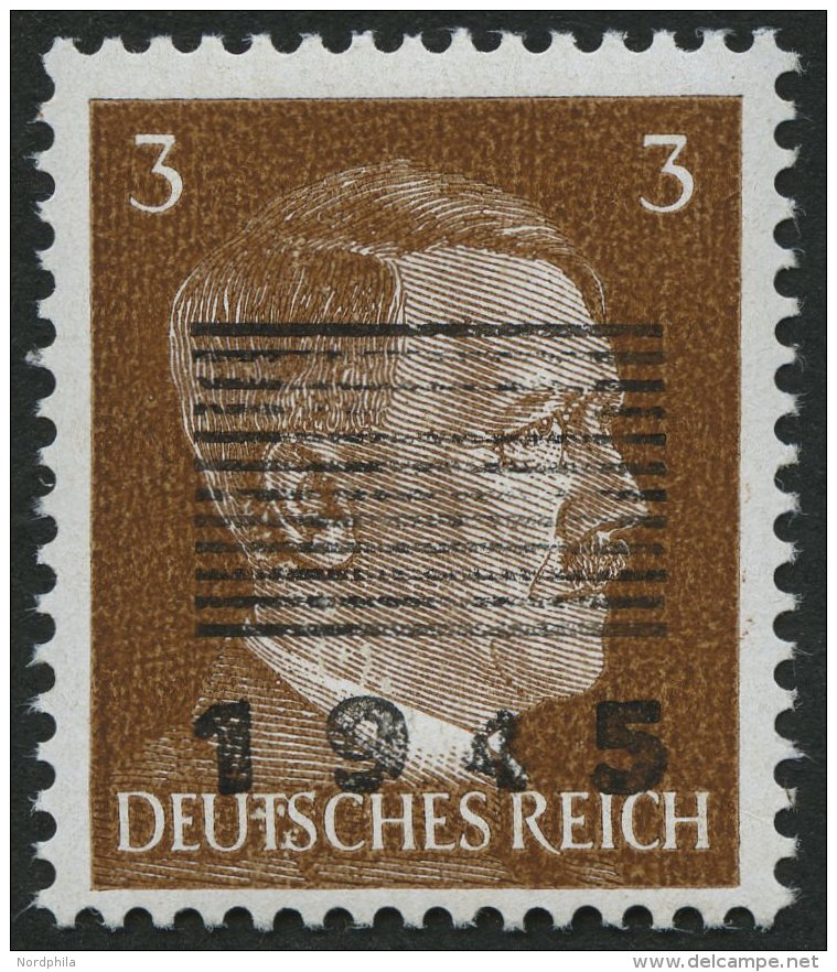 NETZSCHKAU-REICHENBACH 2P **, Probedruck: 1945, 3 Pf. Mit Aufdruck Von 12 Waagerechten Streifen Und 1945, Pracht, Gepr. - Privatpost