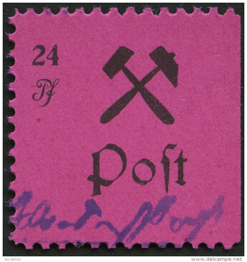 GROSSR&Auml;SCHEN 26IV **, 1945, 24 Pf. Schwarz Auf Lila, Type IV, Ein Kurzer Zahn Sonst Pracht, Mi. 200.- - Otros & Sin Clasificación