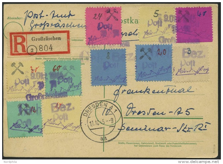 GROSSR&Auml;SCHEN 11b BRIEF, 1945, 40 Pf. Auf Karminlila, Unterrandst&uuml;ck, Mit Zusatzfrankatur Auf &uuml;berfrankier - Privatpost