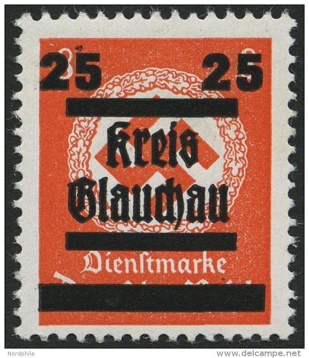 GLAUCHAU 34 **, 1945, 25 Auf 8 Pf. Mittelbr&auml;unlichrot, Pracht, Mi. 80.- - Correos Privados & Locales