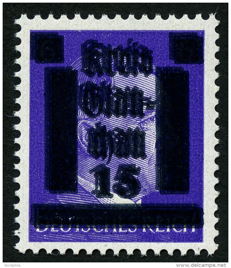 GLAUCHAU 5aDD **, 1945, 15 Auf 6 Pf. Lebhaftblauviolett Doppelaufdruck, Pracht, Mi. 70.- - Correos Privados & Locales