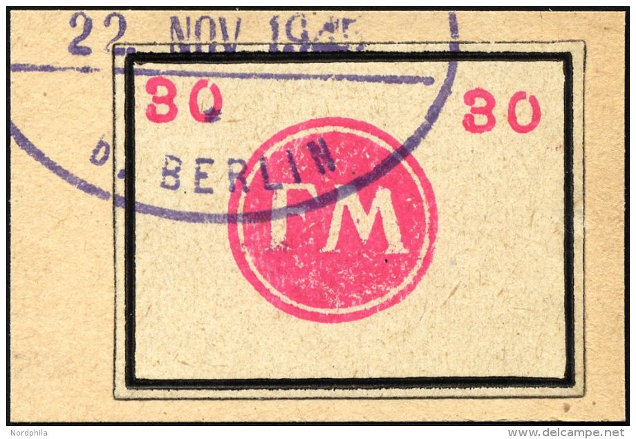 FREDERSDORF Sp 250 BrfStk, 1945, 30 Pf., Rahmengr&ouml;&szlig;e 38x28 Mm, Kleine Wertziffern, Prachtbriefst&uuml;ck, Mi. - Correos Privados & Locales