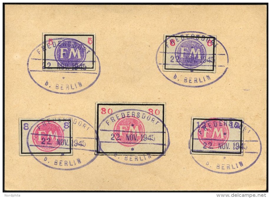 FREDERSDORF Sp231-34,50 BrfStk, 1945, 5 - 12 Pf., Rahmengr&ouml;&szlig;e 28x19 Mm Und 30 Pf., Rahmengr&ouml;&szlig;e 38x - Correos Privados & Locales