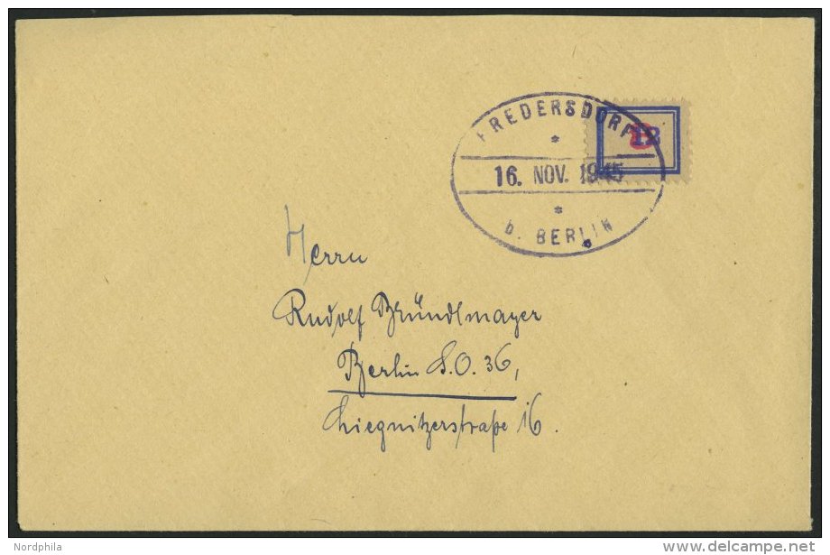 FREDERSDORF Sp 125 BRIEF, 1945, 12 Pf. Auf 8 Pf. Provisorium Auf Prachtbrief - Privatpost