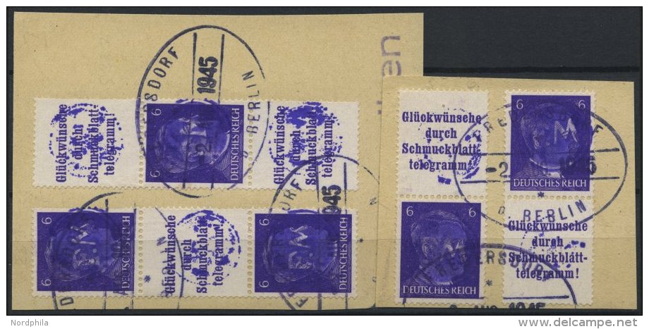 FREDERSDORF S 286-89 BrfStk, 1945, Hitler A14.3. + 6, A14.3 + 6 + A14.3, 6 + 14.3 Und 6 + A14.3 + 6 Auf Briefst&uuml;cke - Privatpost