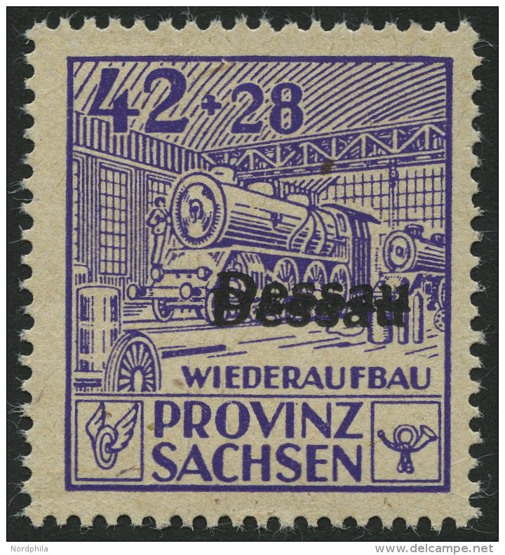 DESSAU IIIADD **, 1946, 42 Pf. Wiederaufbau, Gez&auml;hnt, Mit Doppeltem Aufdruck, Pracht, Gepr. Zierer - Privatpost