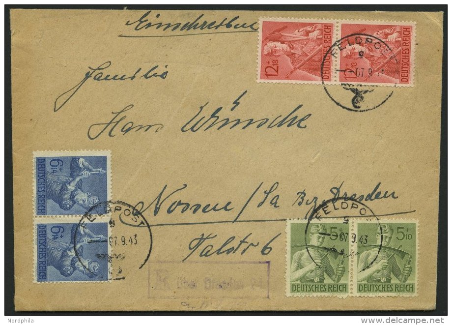 FELDPOST II. WK BELEGE 1943, Durch Feldpost Bef&ouml;rderte Eingeschriebene Briefsendung Mit Provisorischem Einschreibe- - Ocupación 1938 – 45
