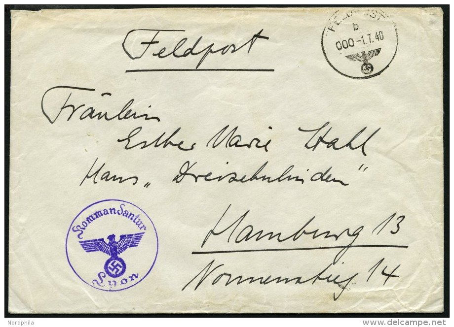 FELDPOST II. WK BELEGE 1940, Feldpostbrief Mit Feldpostnummer 12169 Und Feldpoststempel Kommandantur Lyon, Feinst - Ocupación 1938 – 45