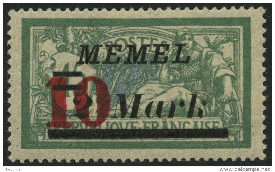 MEMELGEBIET 121II **, 1923, 10 Auf 2 M. Auf 45 C., Abstand Zwischen 2 Und Mark 3.9 Statt 2.7 Mm, Postfrisch, Pracht, Gep - Memelgebiet 1923