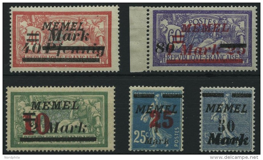 MEMELGEBIET 119-23 **, 1922/3, Freimarken, Postfrisch, 2 Prachts&auml;tze, Mi. 64.- - Memel (Klaipeda) 1923