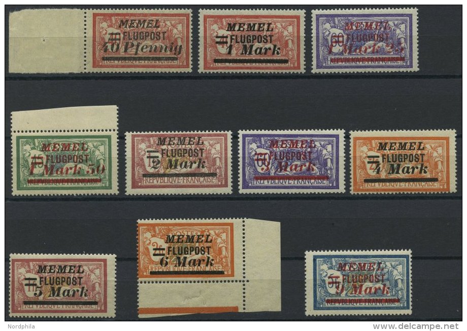 MEMELGEBIET 98-107 **, 1922, Flugpost, Postfrischer Prachtsatz, Mi. 100.- - Memel (Klaipeda) 1923