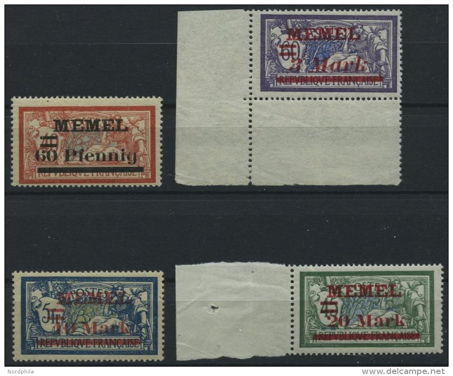 MEMELGEBIET 36-39 **, 1921, 60 Pf. Auf 40 C. - 20 M. Auf 45 C., Postfrischer Prachtsatz, Mi. 110.- - Memel (Klaipeda) 1923