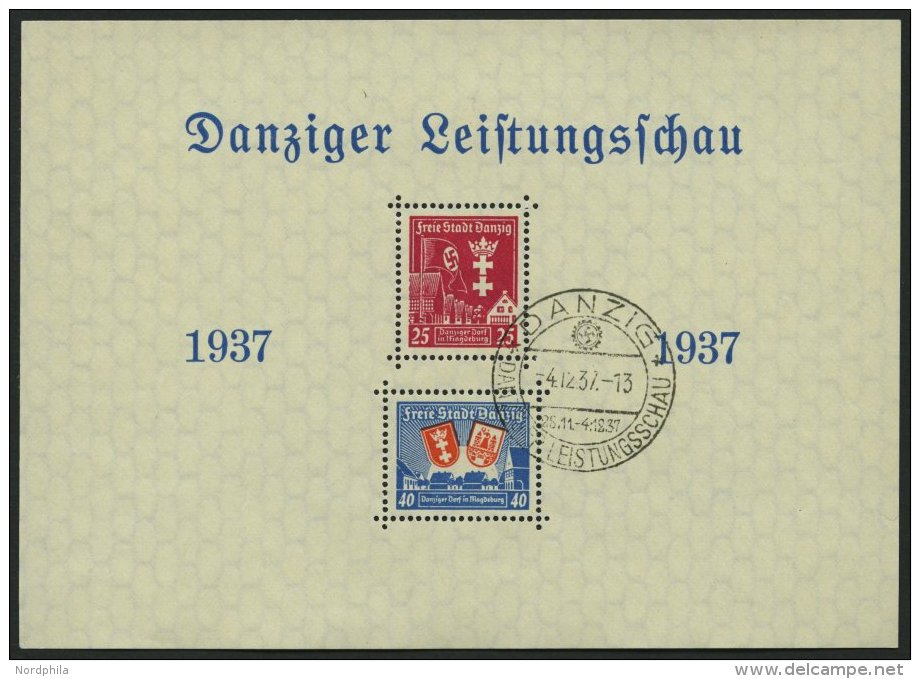 FREIE STADT DANZIG Bl. 3 O, 1937, Block Leistungsschau, Sonderstempel, Pracht, Mi. 110.- - Sonstige & Ohne Zuordnung