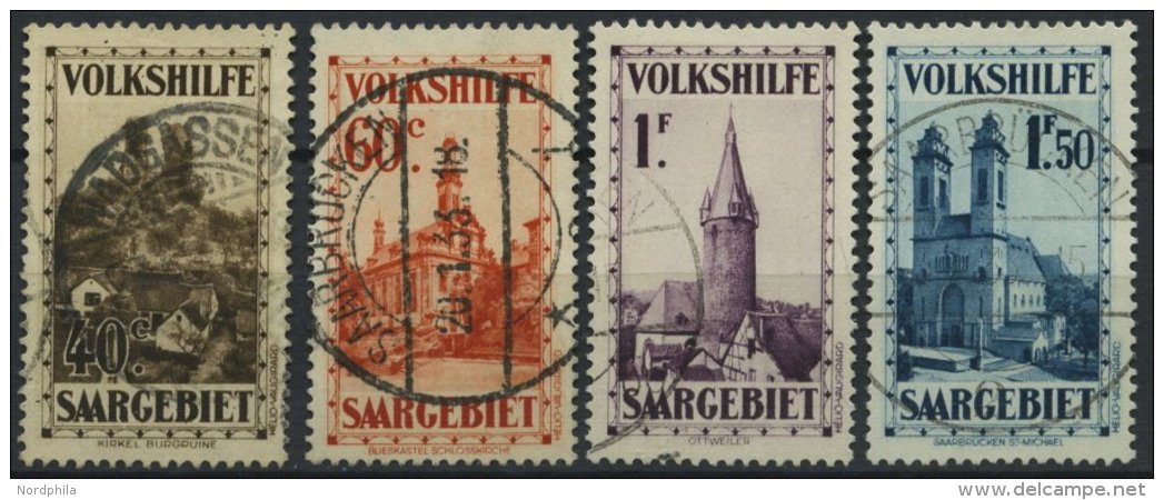 SAARGEBIET 161-64 O, 1932, 40 C. - 1.50 Fr. Volkshilfe, 4 Prachtwerte, Gepr. Geigle, Mi. 166.- - Otros & Sin Clasificación