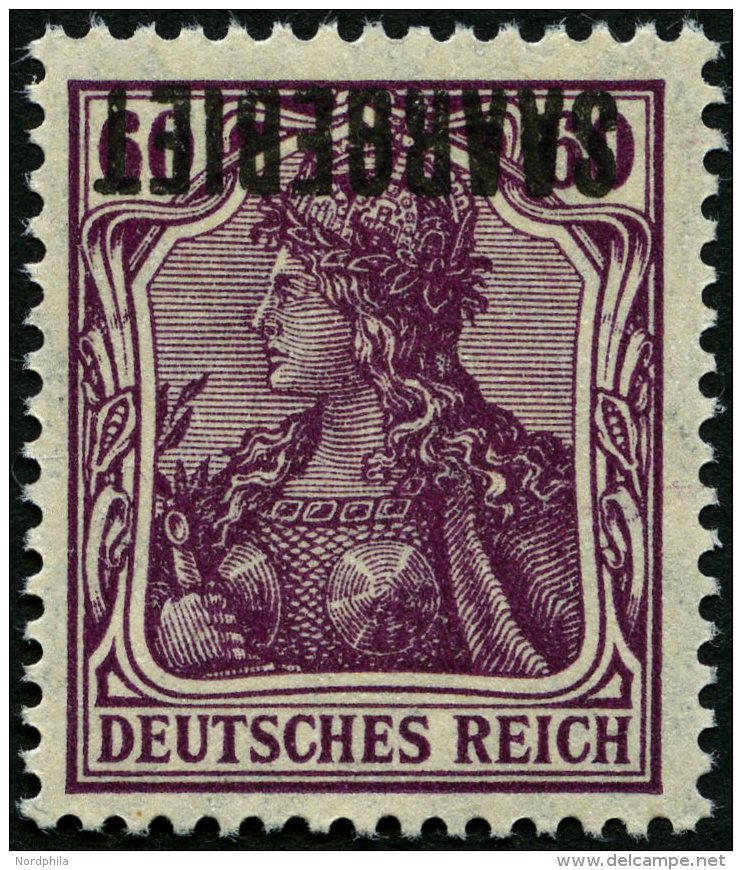 SAARGEBIET 39K **, 1920, 60 Pf. Dunkelgraulila, Kopfstehender Aufdruck, Pracht, Gepr. Burger, Mi. 220.- - Sonstige & Ohne Zuordnung