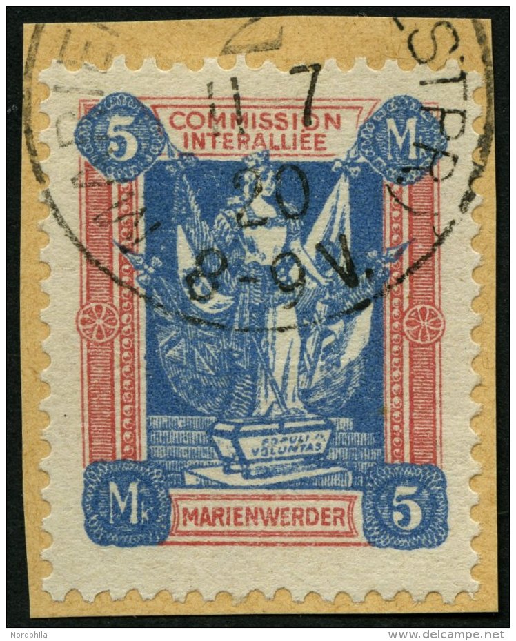 MARIENWERDER 14a BrfStk, 1920, 5 M. Ultramarin/hellrot, Prachtbriefst&uuml;ck, Mi. 120.- - Otros & Sin Clasificación