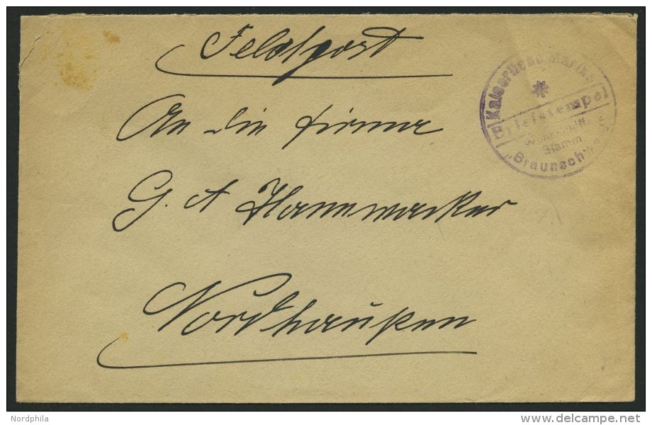 MSP VON 1914 - 1918 (Linienschiff BRAUNSCHWEIG), Violetter Briefstempel, Feldpostbrief Von Bord Der Braunschweig, Pracht - Schiffahrt