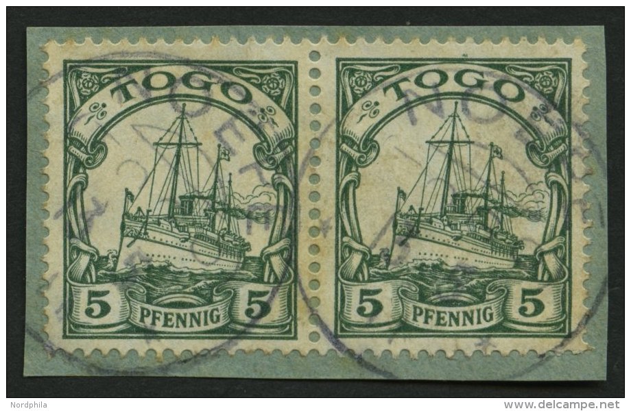 TOGO 21 Paar BrfStk, 1909, 5 Pf. Gr&uuml;n Im Waagerechten Paar, Mit Wz., Stempel NOEPE, Prachtbriefst&uuml;ck - Togo