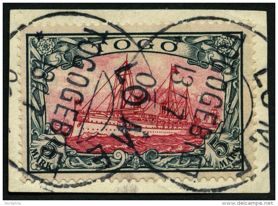 TOGO 19 BrfStk, 1900, 5 M. Gr&uuml;nschwarz/br&auml;unlichkarmin, Ohne Wz., Prachtbriefst&uuml;ck, Gepr. Eibenstein, Mi. - Togo