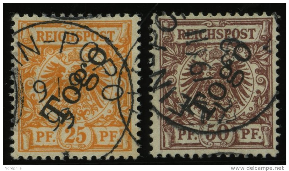 TOGO 5a,6 O, 1898/9, 25 Pf. Gelblichorange Und 50 Pf. Lebhaftr&ouml;tlichbraun, Stempel KLEIN-POPO, 2 Prachtwerte, Signi - Togo