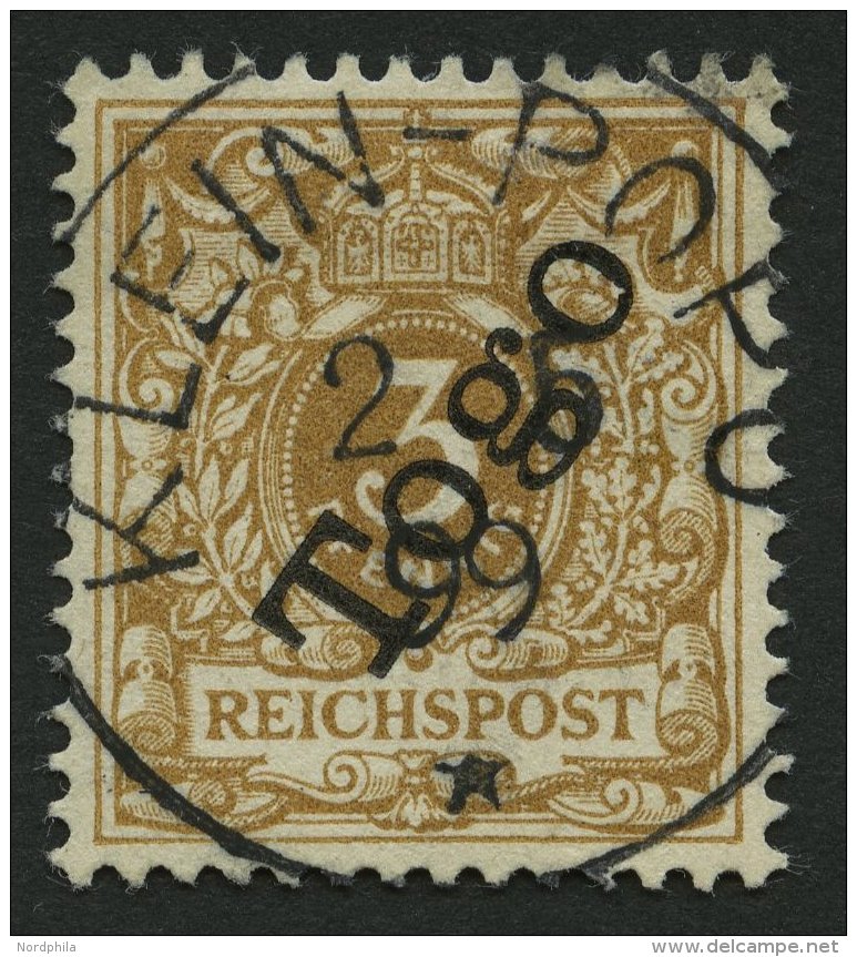 TOGO 1e O, 1897, 3 Pf. Hellocker, Kleine Helle Stelle Sonst Pracht, Gepr. J&auml;schke-L., Mi. 160.- - Togo