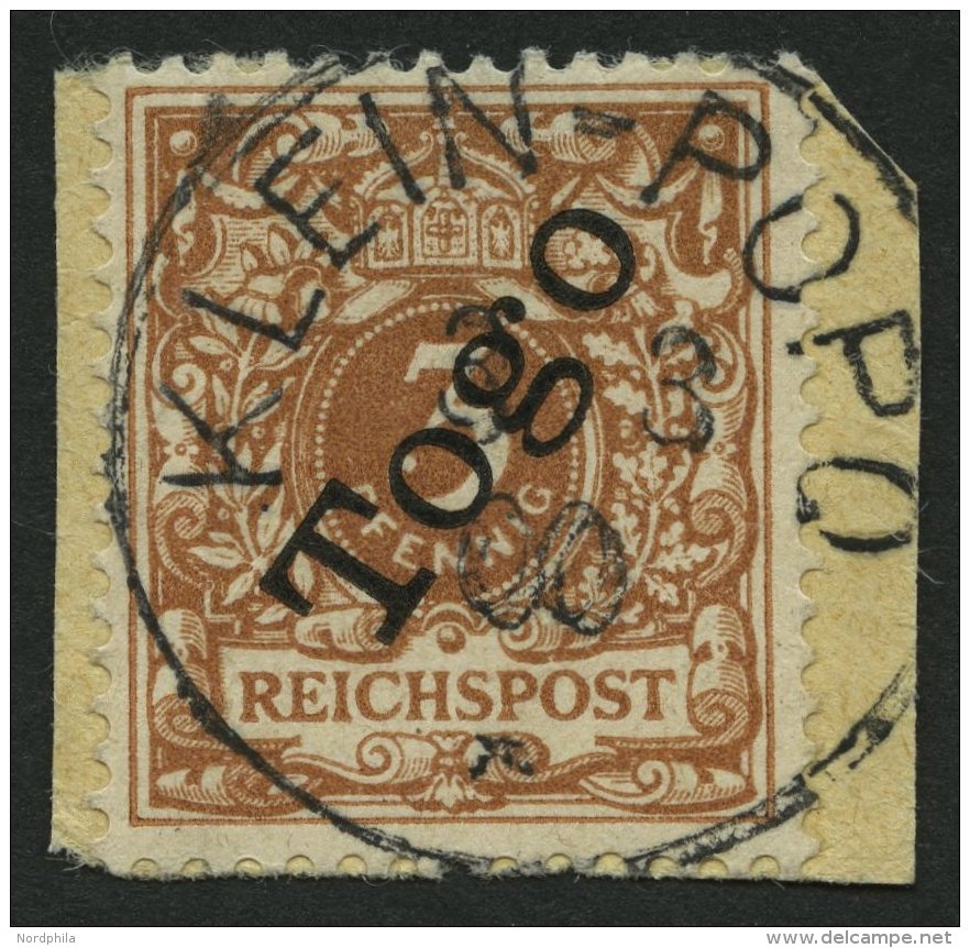 TOGO 1c BrfStk, 1898, 3 Pf. Lebhaftbraunocker, Stempel KLEIN-POPO, Prachtbriefts&uuml;ck, Gepr. J&auml;schke-L., Mi. (16 - Togo