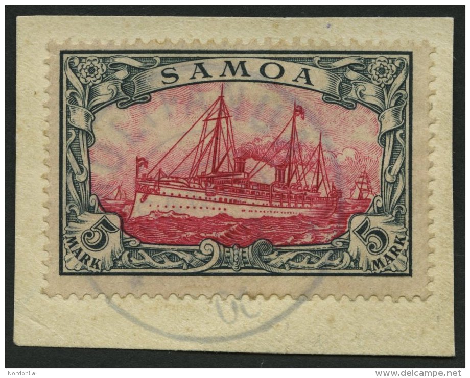 SAMOA 19 BrfStk, 1901, 5 M. Gr&uuml;nschwarz/br&auml;unlichkarmin, Ohne Wz., Stempel MULIFANUA, Prachtbriefst&uuml;ck, G - Samoa