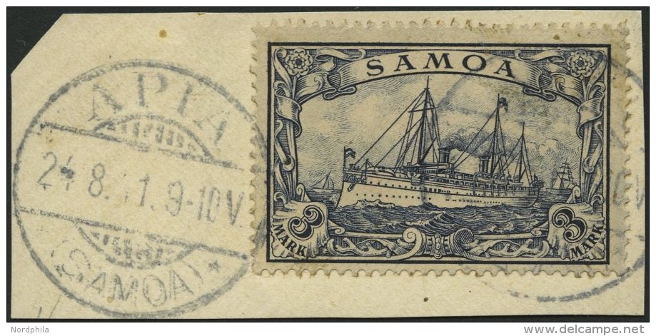 SAMOA 18 BrfStk, 1901, 3 M. Violettschwarz, Minimal Fleckig, Prachtbriefst&uuml;ck, Gepr. W. Engel, Mi. 170.- - Samoa