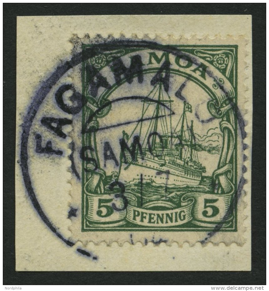 SAMOA 8 BrfStk, 1900, 5 Pf. Gr&uuml;n, Ohne Wz., Stempel FAGAMALO, Prachtbriefst&uuml;ck - Samoa