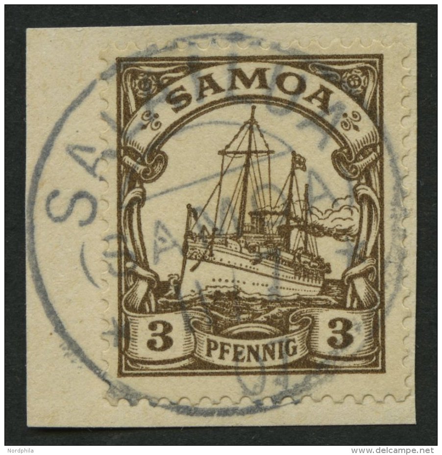 SAMOA 7 BrfStk, 1900, 3 Pf. Dunkelockerbraun, Ohne Wz., Stempel SALAILUA, Prachtbriefst&uuml;ck - Samoa