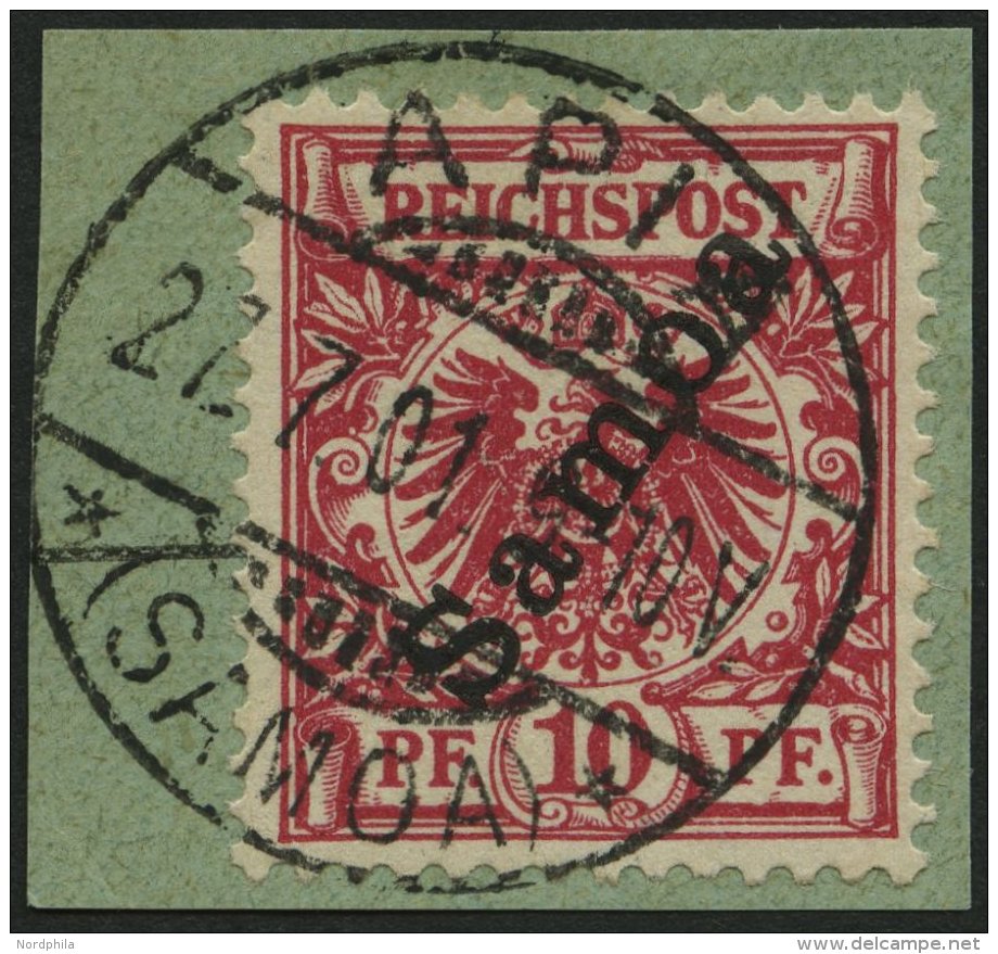 SAMOA 3c BrfStk, 1900, 10 Pf. Lilarot, Prachtbriefst&uuml;ck, Gepr. J&auml;schke-L., Mi. (170.-) - Samoa