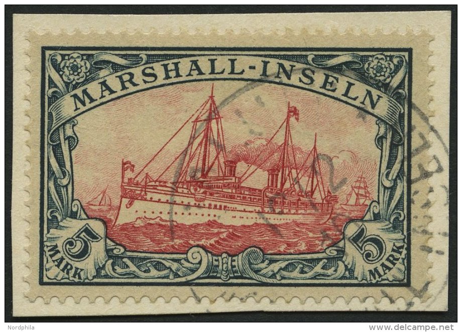 MARSHALL-INSELN 25 BrfStk, 1901, 5 M. Gr&uuml;nschwarz/dunkelkarmin, Ohne Wz., Prachtbriefst&uuml;ck, Gepr. Bothe, Mi. ( - Islas Marshall