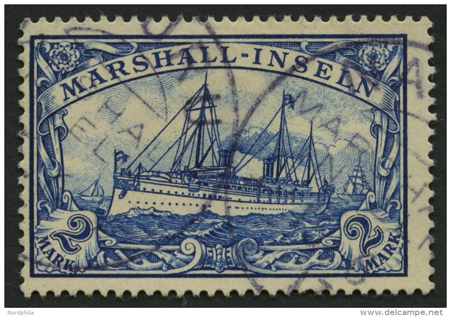 MARSHALL-INSELN 23 O, 1901, 2 M. Schw&auml;rzlichblau, Stempel NAURU, Pracht, Gepr. Bothe, Mi. (140.-) - Marshall-Inseln