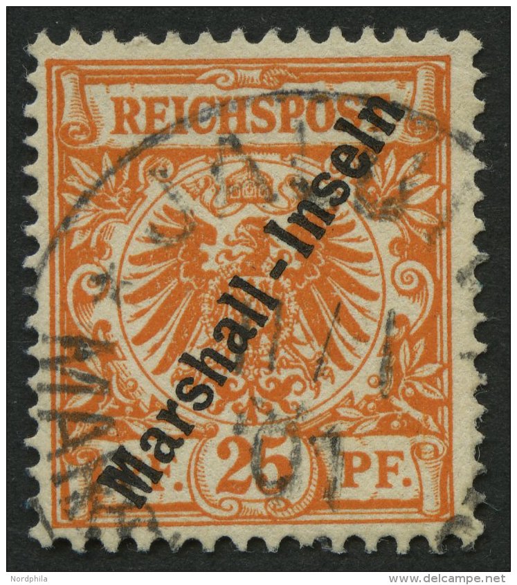 MARSHALL-INSELN 11b O, 1899, 25 Pf. Dunkelorange, Pracht, Gepr. J&auml;schke-L., Mi. 70.- - Islas Marshall