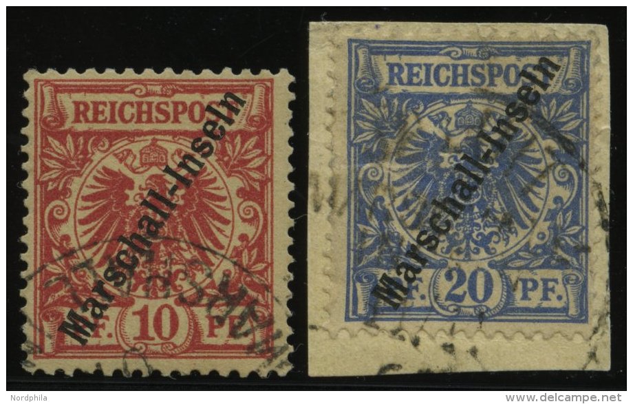 MARSHALL-INSELN 3I O,4I BrfStk , 1897, 10 Und 20 Pf. Jaluit-Ausgabe, 2 Werte Feinst, Gepr&uuml;ft, Mi. 330.- - Islas Marshall