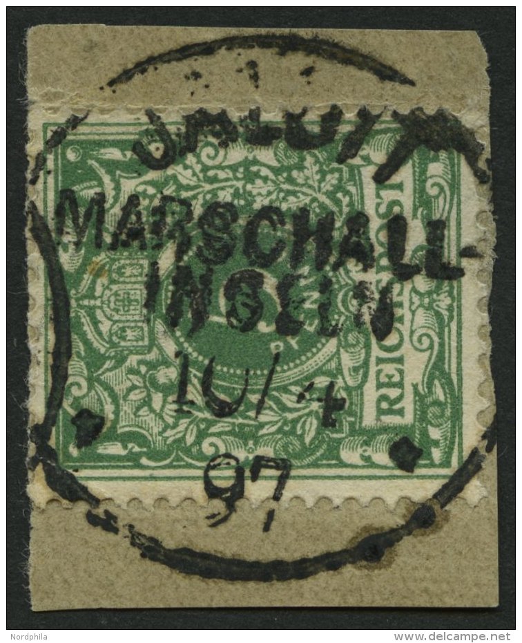 MARSHALL-INSELN V 46c BrfStk, 1897, 5 Pf. Opalgr&uuml;n, Stempel JALUIT, Auf Briefst&uuml;ck, Pracht - Marshall-Inseln