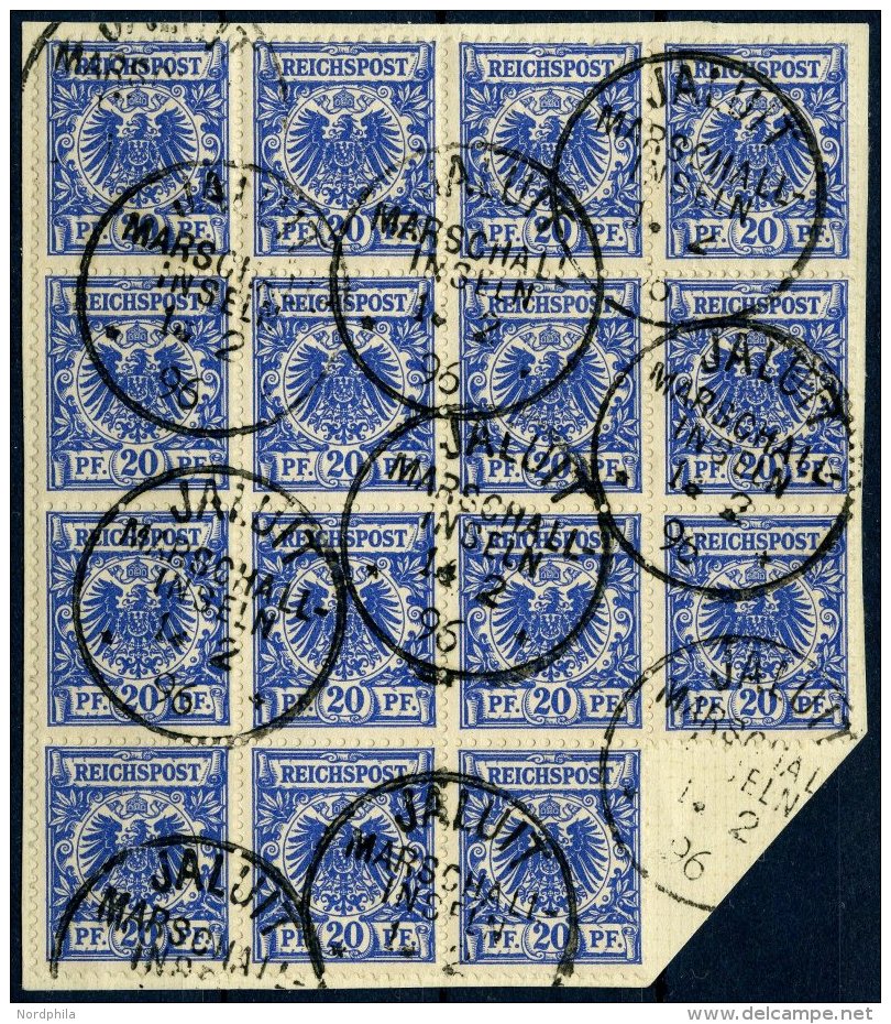 MARSHALL-INSELN V 48d BrfStk, 1896, 20 Pf. Violettultramarin Im 15er-Block Auf Leinenbriefst&uuml;ck, Stempel JALUIT 14. - Islas Marshall