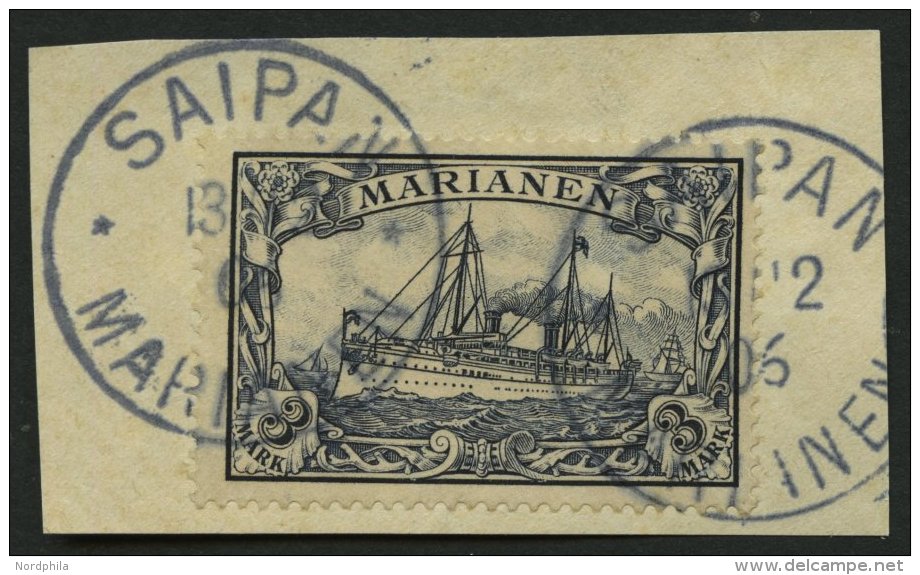 MARIANEN 18 BrfStk, 1901, 3 M. Violettschwarz, Prachtbriefst&uuml;ck, Gepr. U.a. Grobe, Mi. (160.-) - Islas Maríanas