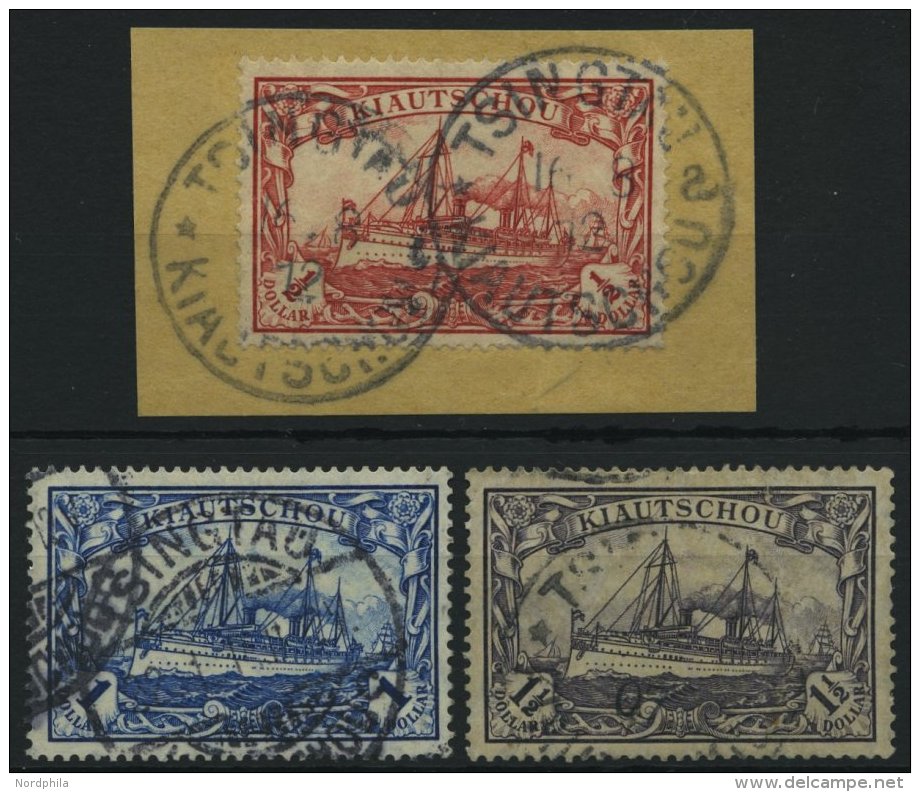 KIAUTSCHOU 34-37IA O,BrfStk , 1906, 1/2 $ - 11/2 $, Mit Wz., Friedensdruck, 3 Werte Feinst, Alle Signiert, Mi. 440.- - Kiautchou