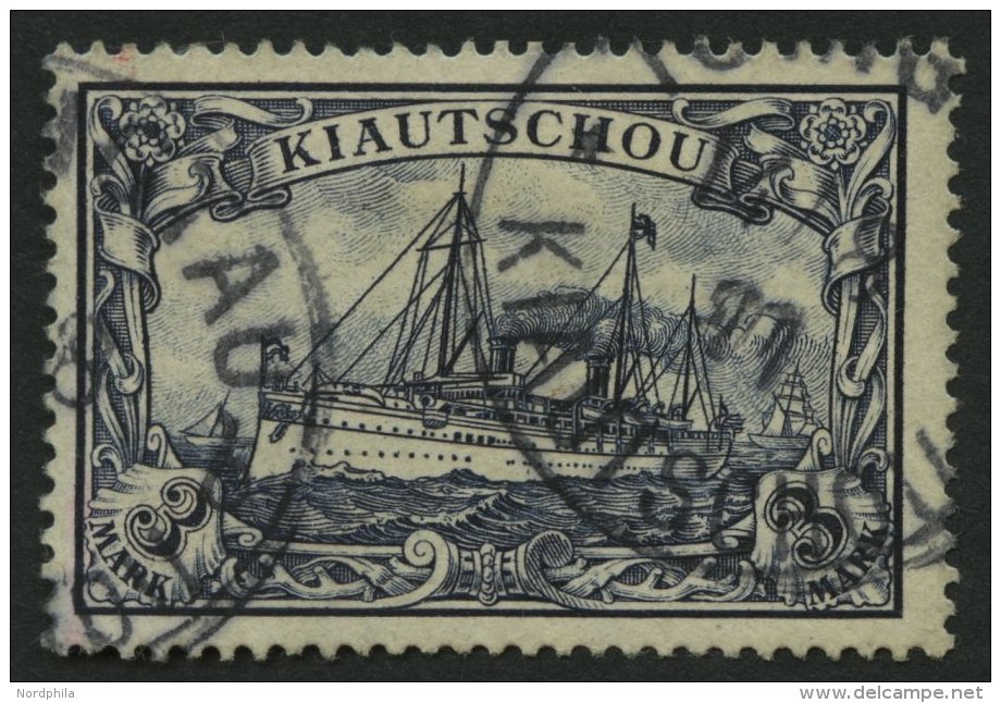 KIAUTSCHOU 16 O, 1901, 3 M. Violettschwarz, Pracht, Gepr. U.a. Steuer, Mi. 240.- - Kiautchou