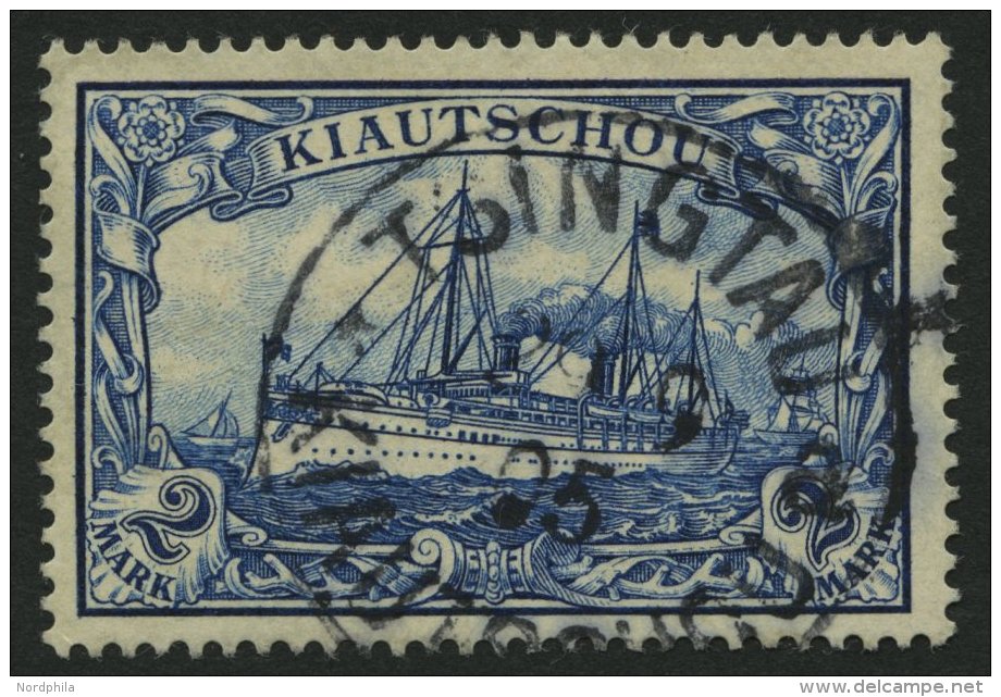 KIAUTSCHOU 15 O, 1901, 2 M. Schw&auml;rzlichblau, Pracht, Gepr. J&auml;schke-L., Mi. 130.- - Kiautchou