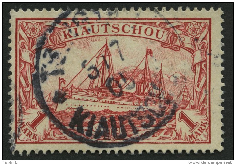 KIAUTSCHOU 14 O, 1901, 1 M. Rot, &uuml;blich Gez&auml;hnt Pracht, Mi. 110.- - Kiautschou