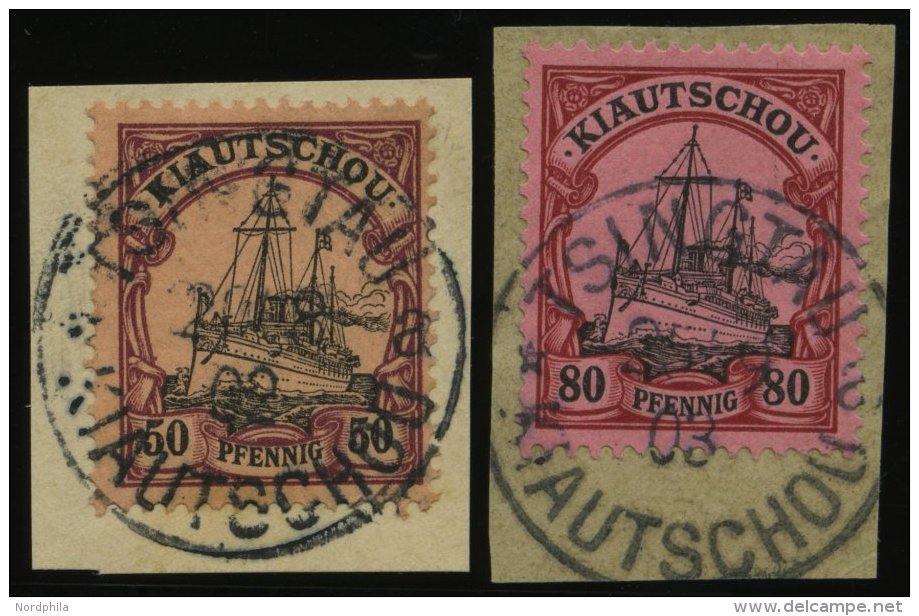 KIAUTSCHOU 12/3 BrfStk, 1901, 50 Und 80 Pf. Kaiseryacht, 2 Prachtbriefst&uuml;cke, Mi. (93.-) - Kiautchou