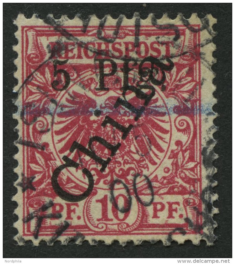 KIAUTSCHOU 1II O, 1900, 5 Pfg. Auf 10 Pf. Steiler Aufdruck, Seltene Type 4, Pracht, R!, Fotoattest J&auml;schke-L. - Kiautchou