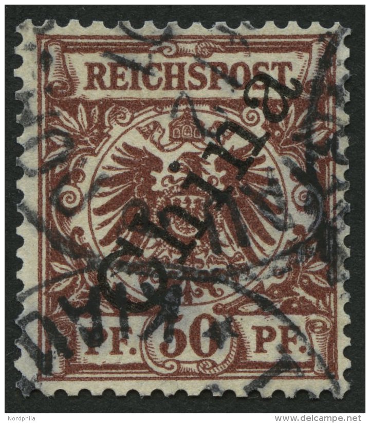 KIAUTSCHOU M 6II O, 1901, 50 Pf. Steiler Aufdruck, Stempel TSINGTAU KIAUTSCHOU *a, Pracht - Kiautschou